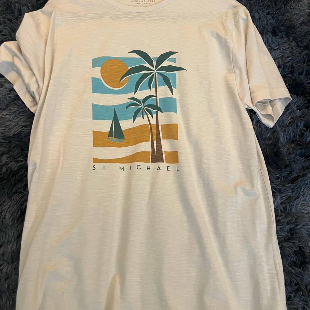 Denim & Flower Cream Palm Tree Graphic Tee
